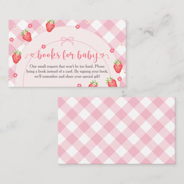 Jordgubbsberry Berry Sweet Flicka Baby Shower Tilläggskort (Fram/baksida)