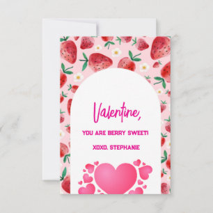 Jordgubbsberry Berry Sweet Kids Valentines day Anteckningskort