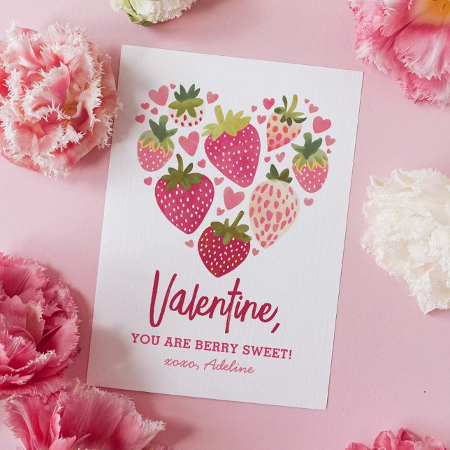 Jordgubbsberry Berry Sweet Kids Valentines day Anteckningskort (Skapare uppladdad)