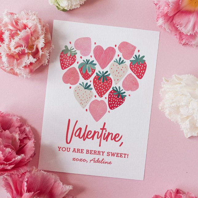 Jordgubbsberry Berry Sweet Kids Valentines day Anteckningskort (Skapare uppladdad)