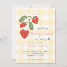 Jordgubbsberry Berry Sweet Land Vår Birthday Inbjudningar