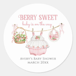 Jordgubbsberry Berry Sweet Modern Flicka Shower Runt Klistermärke
