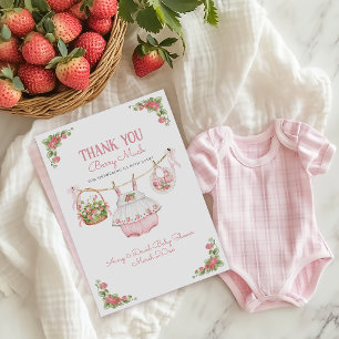 Jordgubbsberry Berry Sweet Modern Flicka Shower Tack Kort