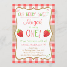 Jordgubbsberry Berry Sweet Rosa Red First Birthday