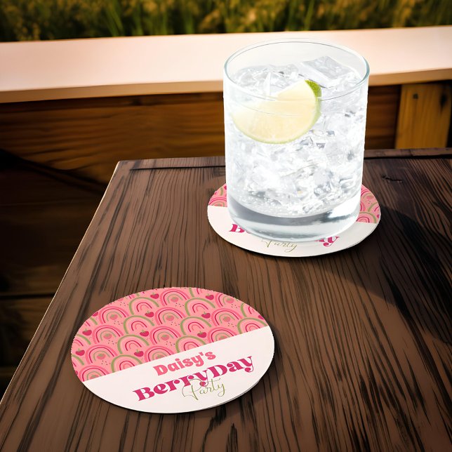 Jordgubbsberry Fält Delight Birthday Underlägg Papper Rund (Skapare uppladdad)