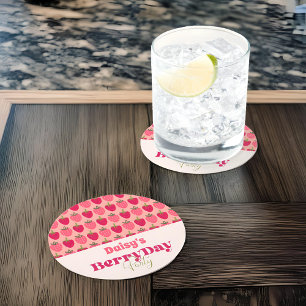 Jordgubbsberry Fält Delight Birthday Underlägg Papper Rund