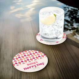 Jordgubbsberry Fält Delight Birthday Underlägg Papper Rund
