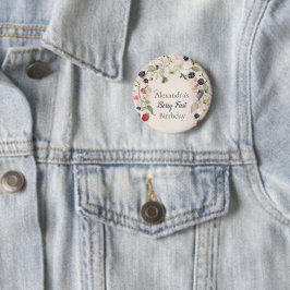 Jordgubbsberry - första födelsedag Party Knapp