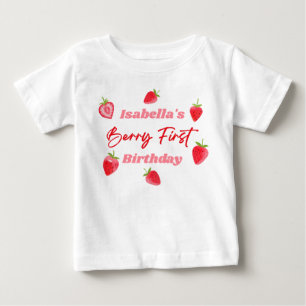 Jordgubbsberry - första födelsedag Röd och Rosa T Shirt