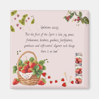 Jordgubbsbibel Verse Fruit Magnet