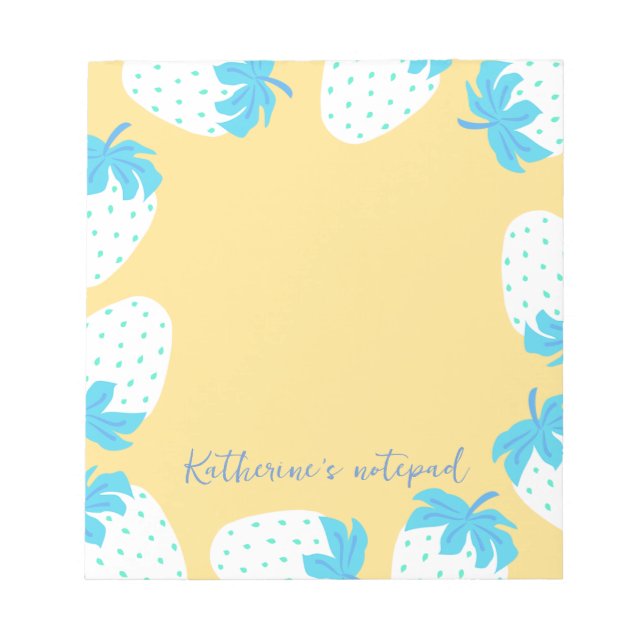 Jordgubbsblå Gult Anteckningsblock (Framsida)