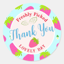 Jordgubbsblå Runt Klistermärke
