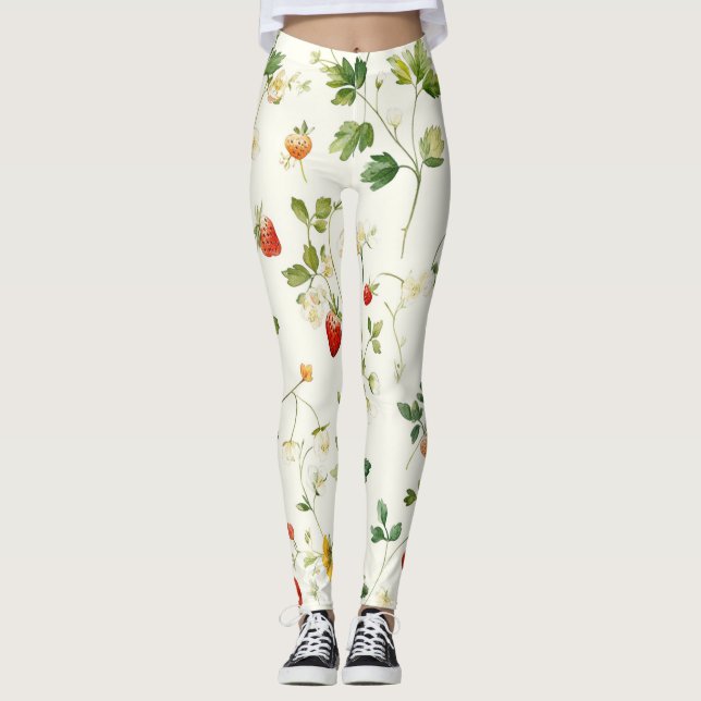Jordgubbsblad Trädgård Leggings (Framsida)