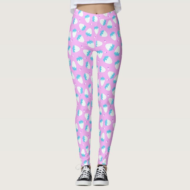 Jordgubbsblått Rosa Leggings (Framsida)