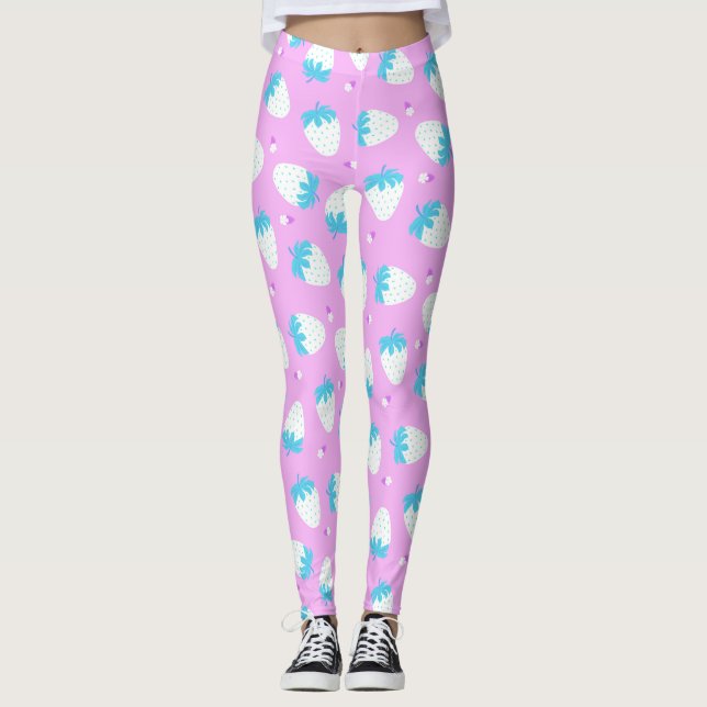Jordgubbsblått Rosa Leggings (Framsida)