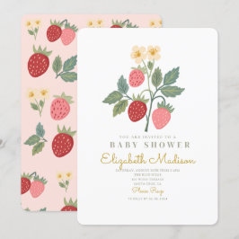 Jordgubbsblomma Bouquet Blommar Baby Shower Inbjudningar