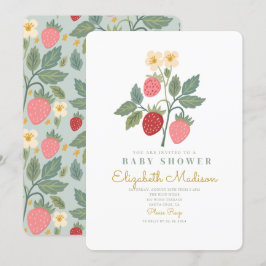 Jordgubbsblomma Bouquet Blommar Baby Shower Inbjudningar