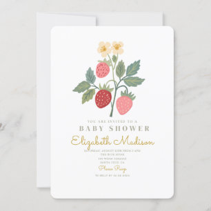 Jordgubbsblomma Bouquet Blommar Baby Shower Inbjudningar