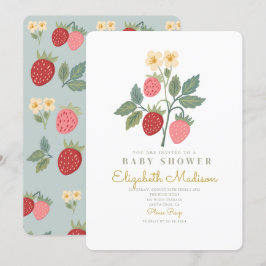 Jordgubbsblomma Bouquet Blommar Baby Shower Inbjudningar