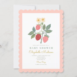 Jordgubbsblomma Bouquet Blommar Baby Shower Inbjudningar