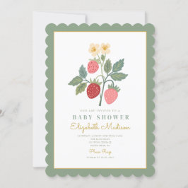 Jordgubbsblomma Bouquet Blommar Baby Shower Inbjudningar