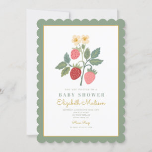 Jordgubbsblomma Bouquet Blommar Baby Shower Inbjudningar