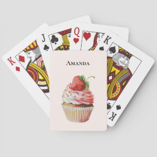 Jordgubbsblomma Cupkaka Sötnost Dessert Casinokort