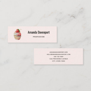 Jordgubbsblomma Cupkaka Sötnost Dessert Mini Visitkort