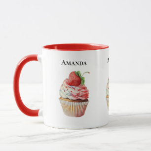 Jordgubbsblomma Cupkaka Sötnost Dessert Mugg