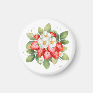 Jordgubbsblomma Frukt Dekor Köksmagnet Magnet