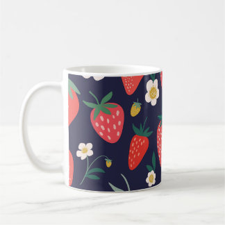 Jordgubbsblommor och frukt: Dekorativ Mönster Kaffemugg