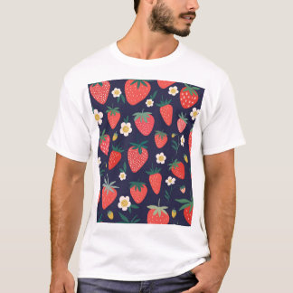 Jordgubbsblommor och frukt: Dekorativ Mönster T Shirt