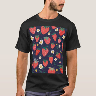 Jordgubbsblommor och frukt: Dekorativ Mönster T Shirt