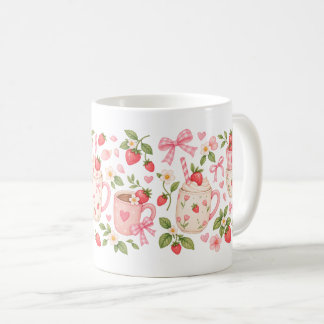 Jordgubbsblomster Tea Party Kaffemugg