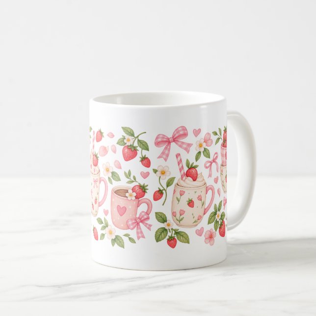 Jordgubbsblomster Tea Party Kaffemugg (Framsida höger)