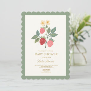 Jordgubbsbukett blommar Babyshower Inbjudan