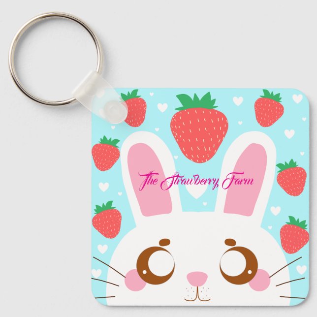 Jordgubbsbunny Nyckelring (Framsida)