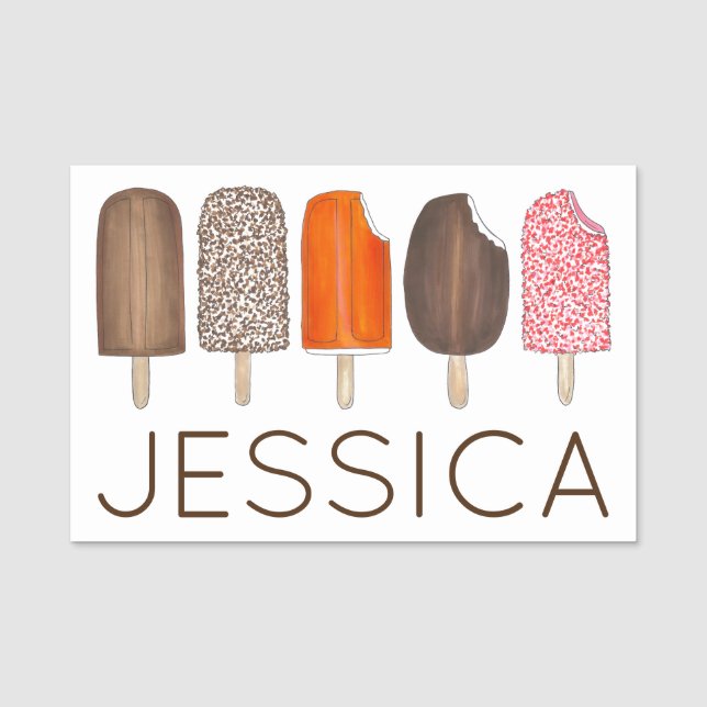 Jordgubbschoklad Eclair Ice Cream Popsicles Namnbricka (Framsida)
