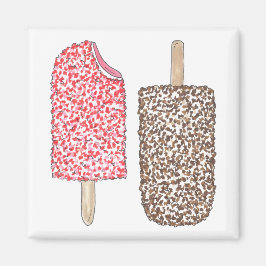 Jordgubbschoklad Ice Cream Popsicles Kitchen Magnet
