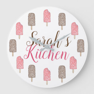 Jordgubbschoklad Ice Cream Popsicles Kitchen Stor Klocka