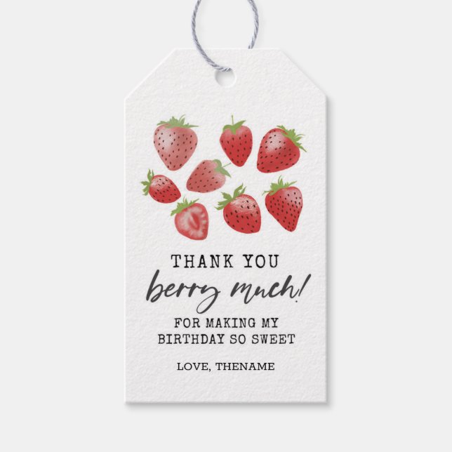 Jordgubbsdagars Tack Märkre Berry Sweet Presentetikett (Framsidan)