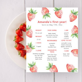 Jordgubbsdagen - första födelsedag Milestone Birth Poster
