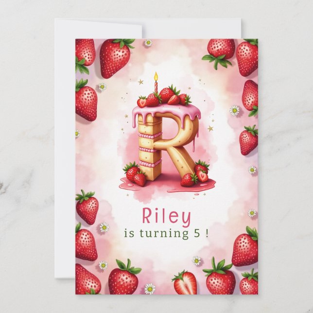 Jordgubbsdagsinbjudan Brev R Cake Theme Inbjudningar (Framsida)