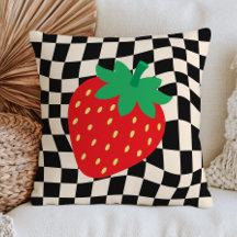 Jordgubbsdesign på rutigt mönster Retro frukt