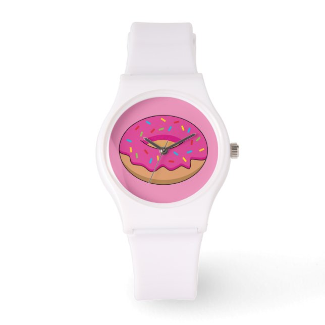 Jordgubbsdonut med Sprinkles-Tecknad Armbandsur (Framsida)