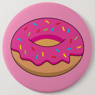 Jordgubbsdonut med Sprinkles-Tecknad Knapp