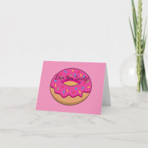Jordgubbsdonut med Sprinkles-Tecknad   Lägg till t Tack Kort