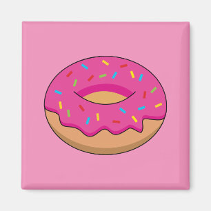 Jordgubbsdonut med Sprinkles-Tecknad Magnet