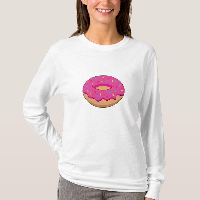 Jordgubbsdonut med Sprinkles-Tecknad T Shirt (Framsida)