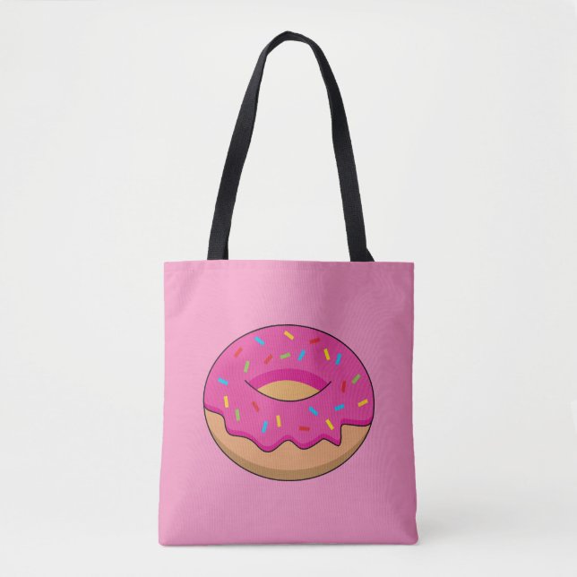 Jordgubbsdonut med Sprinkles-Tecknad Tygkasse (Framsida)